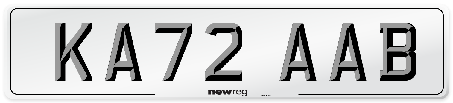 KA72 AAB Number Plate from New Reg